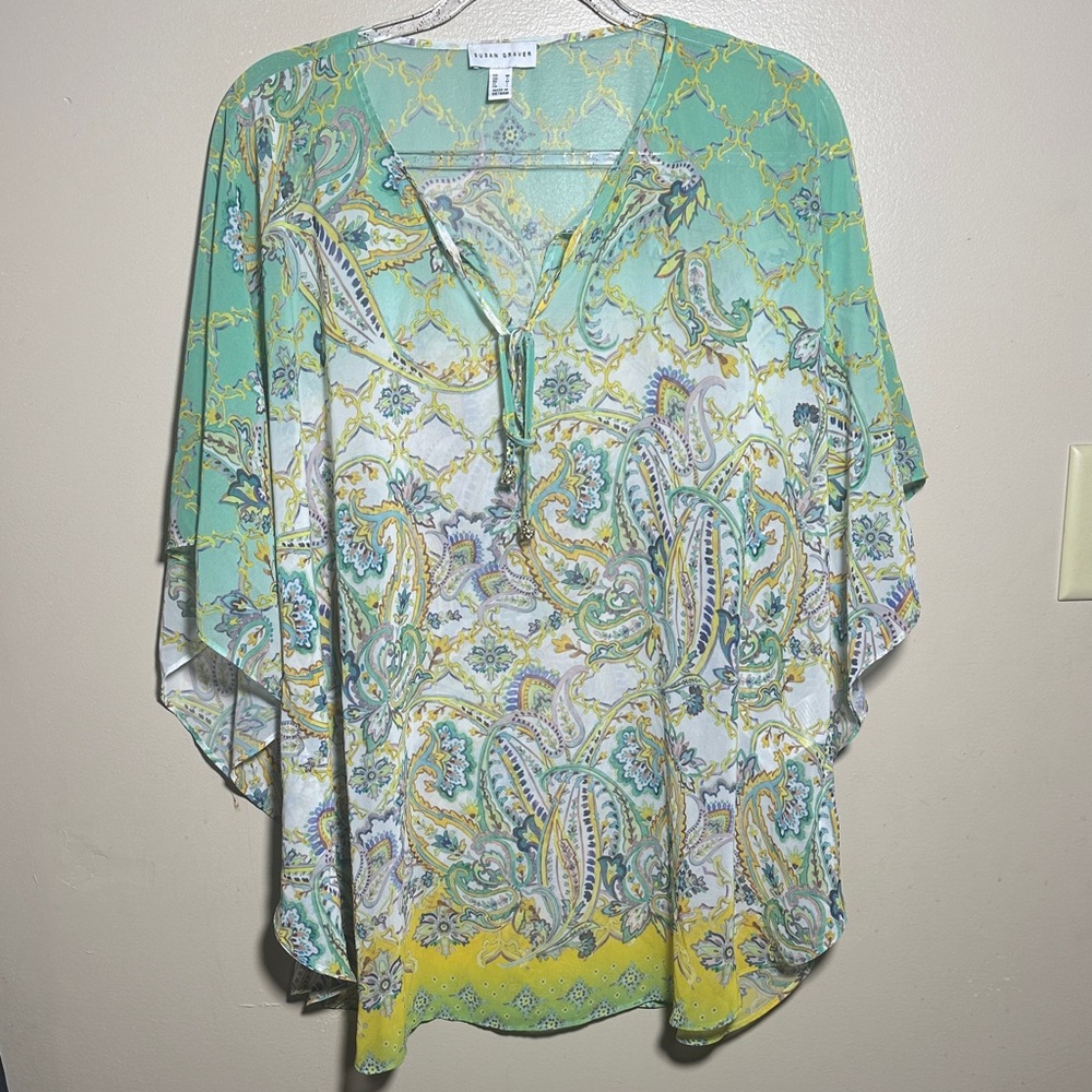 Susan‎ Graver Medium Paisley Poncho Top